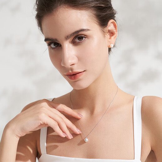 Tahitian akoya pearl pendant 8-8.5mm dot 18K gold diamond round high-gloss seawater pearl necklace for your lover