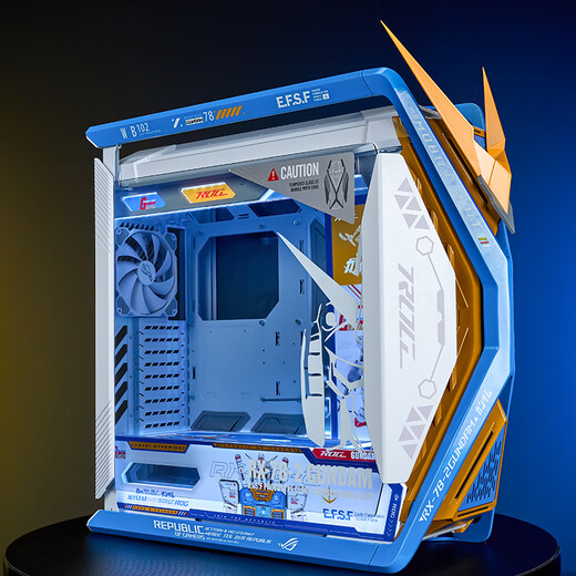 ASUS ROG GR701 God of Creation White chassis Fubuki EVA series customized UV printing color change full tower theme customized chassis Suede leather customized ARGB full set of light panels Blue and white Gundam White chassis + combat angle + UV light panel Existing solution customization
