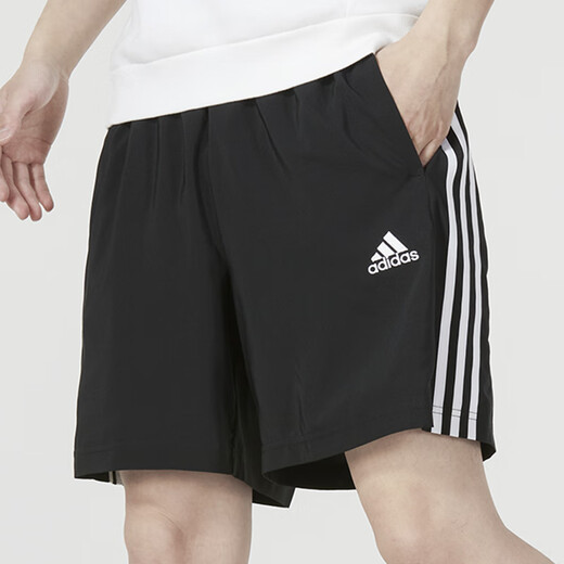 阿迪达斯（adidas）男裤子 25夏新款运动裤跑步健身训练短裤快干透气休闲宽松五分裤 IC1484/经典黑/经典三条纹 XL 10072263280253 185