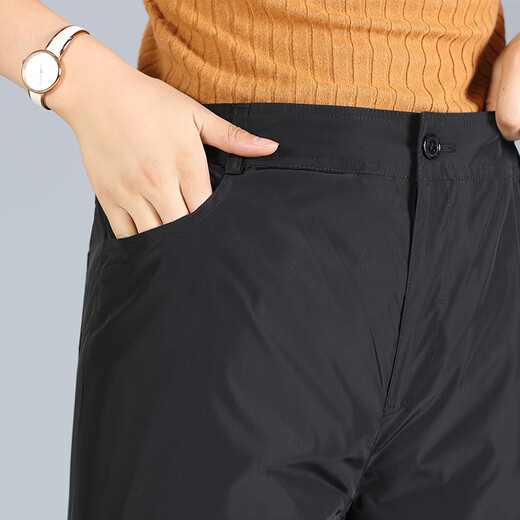 Duck down pants for middle-aged and elderly women, removable, winter thickening, high-waisted, slim, warm, duck down cotton pants for women, pure black M 90-105Jin Jin is equal to 0.5 kg