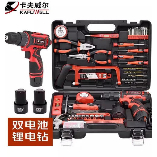 
XMSJ126-piece double-hand drill set impact drill tool box household repair set P3893A 126-piece double-battery hand drill set P3893A
