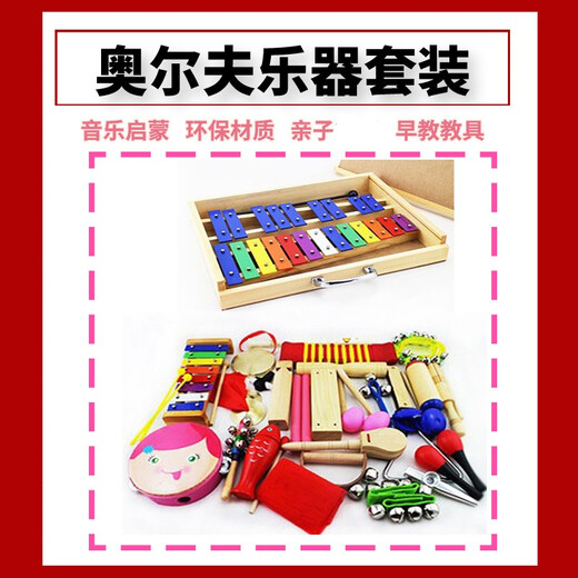 天智星幼儿园音乐器材奥尔夫打击乐器套装亲子玩具乐器大全儿童教具 豪华29件(抽盖琴)送收纳袋