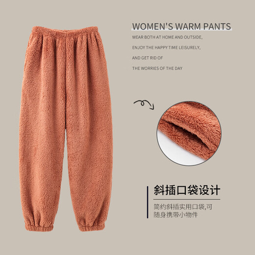 浪莎（LangSha）睡裤女秋冬季珊瑚绒加绒加厚长裤仙女暖暖裤法兰绒大码家居裤 DK1049 L