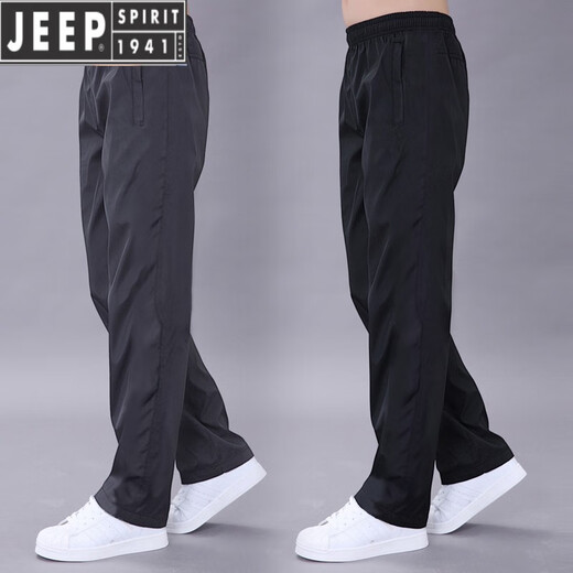 JEEP SPIRIT运动男士休闲裤夏季薄款2025新款直筒裤宽松型阔腿裤男户外冲锋裤 616黑色夏季 XL 【120-140斤】