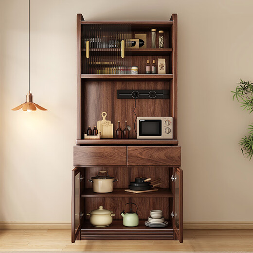 Toxiaomuwo Batteur noir noyer mur intégré à vin intégré en bois massif armoire de rangement multi-fonction