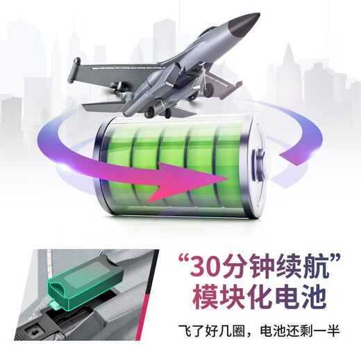 4DRC glider remote control aircraft fighter aircraft model super large drop-resistant glider toys boys and children's birthday gift deep space gray light version [double electric battery life of 1 hour]