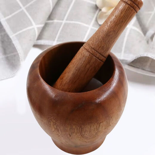 Mengyi'er large solid wood garlic mortar garlic mortar old-fashioned garlic mashing jar wood household wooden mortar for sesame seeds mortar for sesame seeds