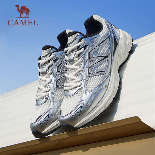 骆驼（CAMEL）追寻复古慢跑步男鞋厚底休闲运动鞋子 K14B09L7051 象牙白/银 42