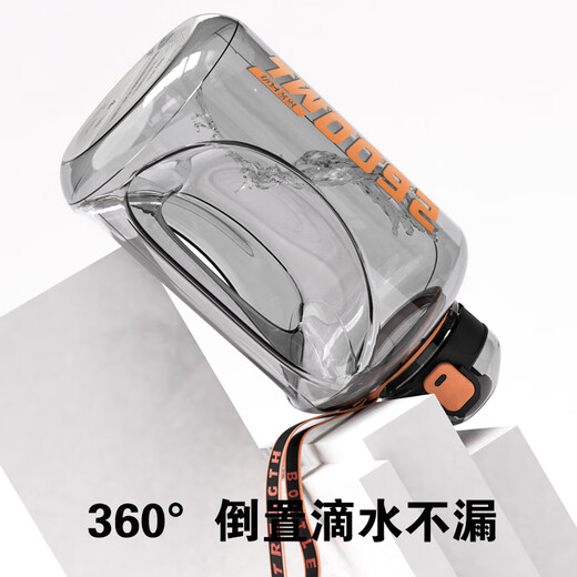 Fuguang (FUGUANG) Fuguang Tritan large-capacity water cup for men and women, sports and fitness water bottle, high temperature resistant daily bucket cup, Tritan material-2600ml-cool black