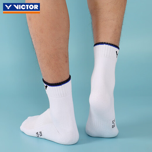 VICTOR Victory Badminton Socks Men's Thickened Towel Soled Sports Socks Mid-calf Socks Sweat-Absorbent Breathable Non-Slip Wear-Resistant SK112 SK149-F Nautical Blue One Size