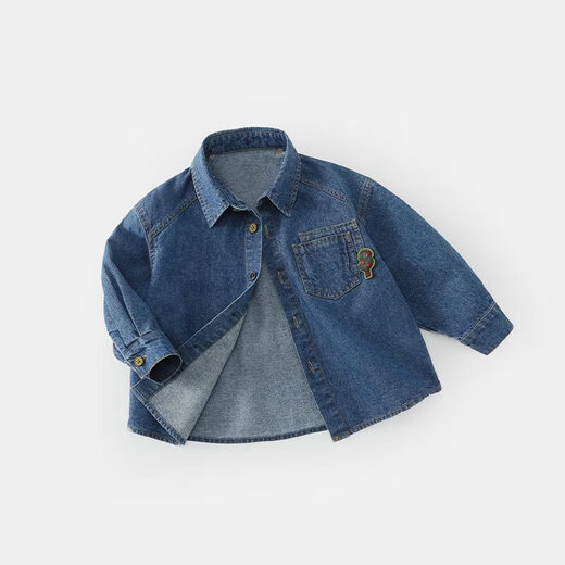 Ciciibear boys' denim shirt baby shirt spring new style children's casual tops and jackets children's clothing trendy denim blue 73