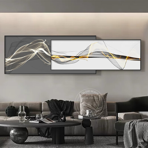 
Huaixue abstract lines living room decoration painting light luxury Italian minimalist style sofa background wall superimposed high-end mural JD11949 100*32/100*42cm crystal diamond aluminum alloy black frame