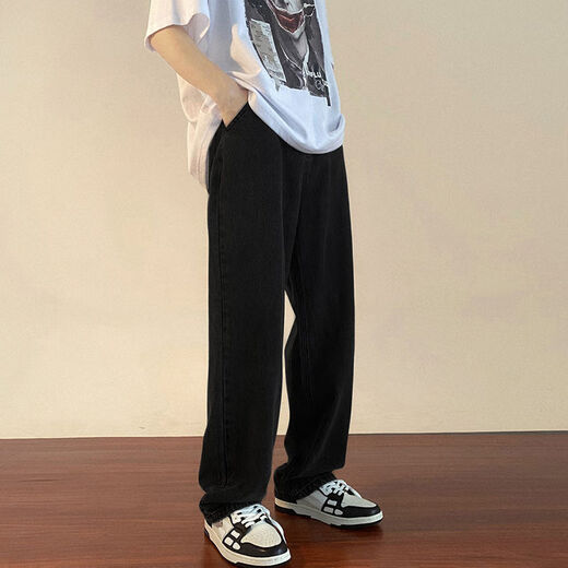 Chenxingzhe jeans men's casual pants men's high street straight loose summer spring and autumn workwear American wide-leg long pants main recommendation light blue drawstring style XL