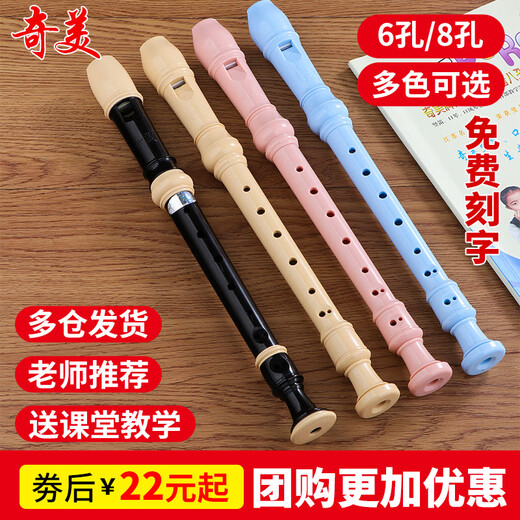 杉贝竖笛德式高音8孔6孔小学生用儿童初学入门八孔六孔笛子乐器 (布袋)黑6孔+纸质资料