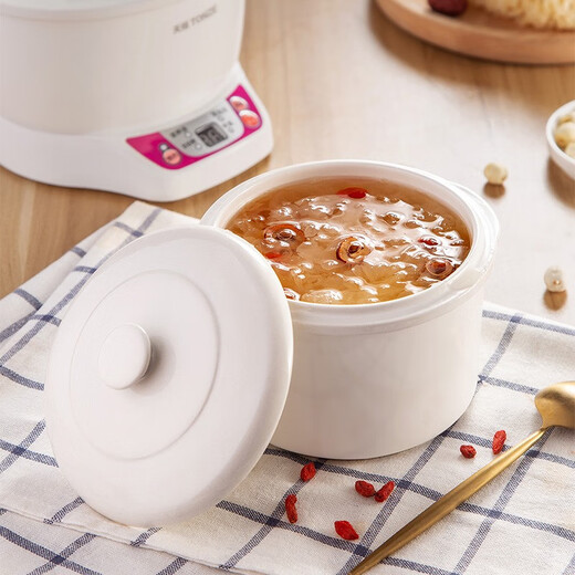 TOZE water-proof single-person electric stew pot, one-person ceramic stew pot, household small porridge pot, porridge artifact, fully automatic electric stew pot, bird's nest soup pot 7B, pink 0.7L