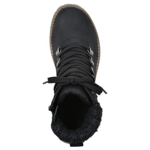 Cliffs by White Mountain Women's Fall Ankle Boots Comfortable Cushioning Round Toe Lace-up Casual Boots Outdoor Hiking Black/Fabric 8