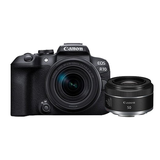 佳能r10 微单相机 APS-C画幅 家用旅行 EOS R10 vlog数码照相机4K轻量小型 R10+18-150+RF50 F1.8双镜头套装 套餐一【含基础配件 再送699元大礼包】