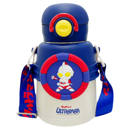 Ultraman Qixiang Children's Thermos Cup Large Capacity 316 Male and Female Straw Cup Cute Primary School Student Portable Water Cup Ultraman Blue 580ml + Random 3D Sticker