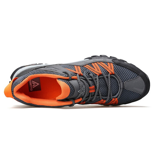 Hantu breathable hiking shoes low top non-slip wear-resistant hiking shoes four seasons mesh new comfortable shock-absorbing outdoor hiking shoes dark gray/orange 755-men (breathable large hole) 44