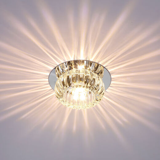 Vinoa downlight spotlight embedded three-color crystal aisle light corridor light simple entrance hall light creative living room entrance winter melon 3W warm light concealed / opening between 5-9 cm