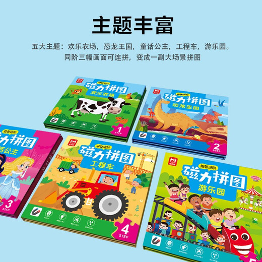 欢乐农场磁力拼图 37片3合1磁性拼图磁力拼板益智进阶游戏 儿童早教益智玩具 2-3-6岁动物认知拼图玩具