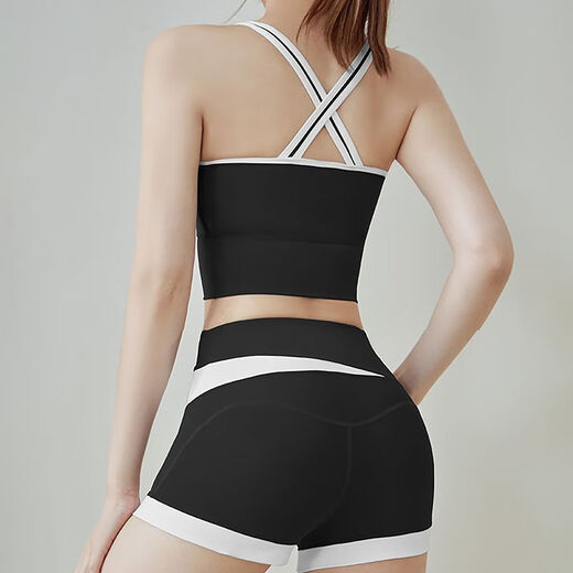 Chaosihui Yoga Wear Suit for Women Summer with Chest Pad Sports Quick-drying Beauty Vest Fitness Pilates Training Top Set for Women Two-piece Set Haiyan Gray Vest + Haiyan Gray Short M Weight 96Jin Jin is equal to 0.5kg -109Jin Jin is equal to 0.5kg