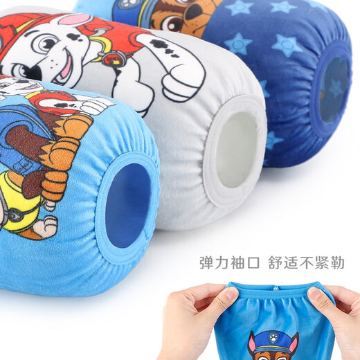 Wangwang team made great contributions (PAW PATROL) Wangwang team children's sleeves boys sleeves autumn painting waterproof and stain-proof sleeves cartoon boys baby sleeves velvet style blue + gray 1483A