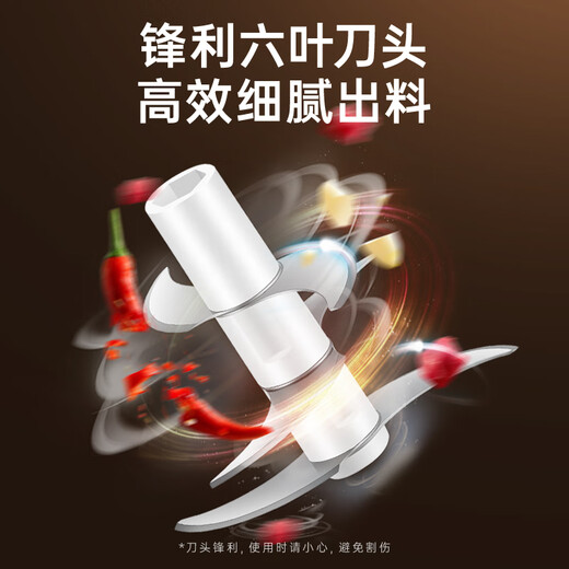 ZOZX garlic artifact electric garlic masher garlic masher garlic masher multifunctional meat grinder small garlic beater 350ml dark blue with gold glass 6-leaf knife