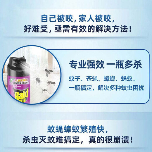 雷达（Raid） 杀虫气雾剂 家用杀虫剂喷雾 灭蚊子苍蝇蚂蚁 室内卧室除虫灭虫剂 无香型 600ml*4瓶