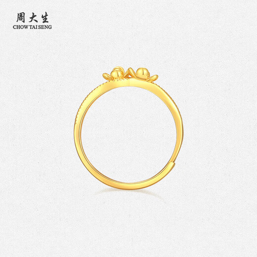 Chow Tai Sang gold ring for women, lilac knot, pure gold, adjustable peach blossom ring, birthday gift for girlfriend 2.14g