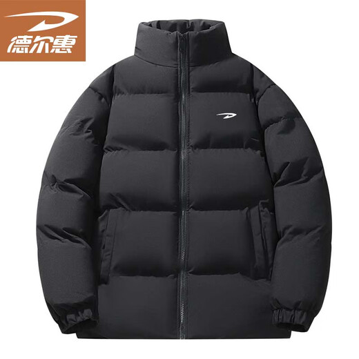 Delhui cotton coat men's autumn and winter cotton coat men's bread coat long-sleeved coat jacket warm stand-up collar top black XL