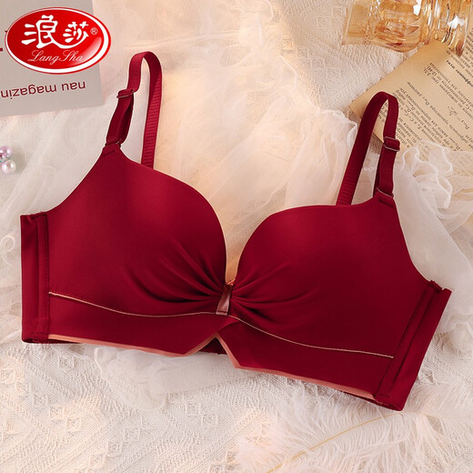Langsha zodiac year bra set red wedding small breasts push-up no rims for the year of the horse, side breast bra underwear for women 34
