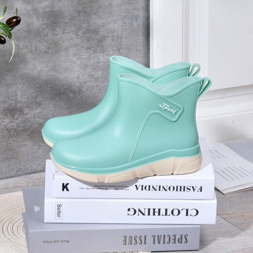 Sauerstoff Frauen Regenschuhe Anti-Rutsch-Mode-Regenschuhe Frauen tragen wasserdichte und rutschfeste Internet-Promi-Wasserschuhe kurze Röhre Dicke Sohle Gummischuhe 650 Fruchtgrün Schuss One Size 36