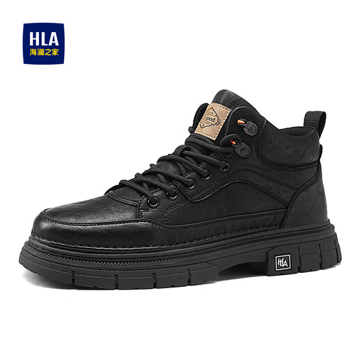 Hailan Home Hla Martin Boots Herrenschuhe Herrenschuhe Frühling 2025 Neue Männer Martin Boots High Top Work Schuhe Hochverstärkte lässige Lederstiefel Schwarz 42