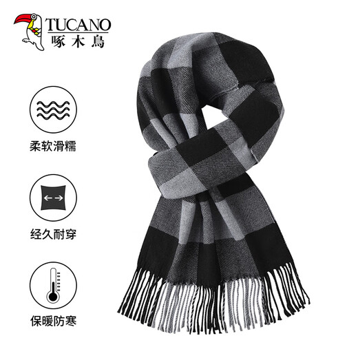 Woodpecker Scarf Men's Autumn and Winter Versatile Plaid Shawl Women's Warm Scarf Couple Students Valentine's Day Birthday Gift for Friends