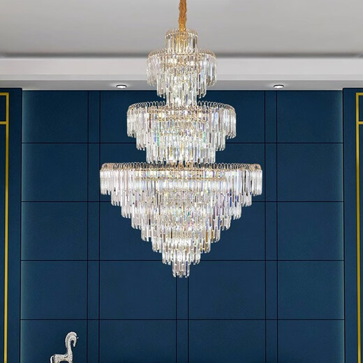 Shilan Light Luxury Duplex Gebäude großer Kronleuchterkristall-Lampen-Villa Wohnzimmer leeres Gebäude mittlerer Bodentreppenleuchte 6628-150*220 cm-drei Farben-Bake-Installation