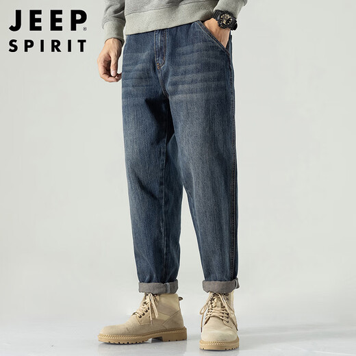 JEEP SPIRIT Jeep jeans men's autumn and winter men's loose straight casual fashion brand American tapered long pants for men