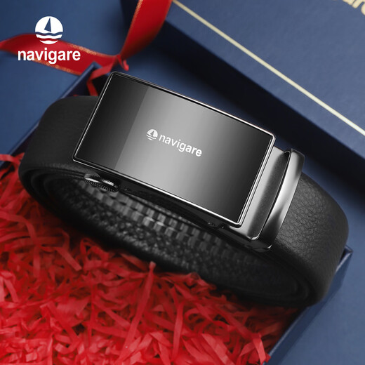 Navigare Italiener kleines Segelboot Herrengürtel Geschenkbox Gürtel High-End-Gürtel leichter Luxus-Geburtstagsgeschenk Schwarz (Theke Geschenkbox) N4A826Z-101103a 115 cm [Vorgeschlagenes Gewicht 130-165jin [Jin gleich 0,5 kg]]