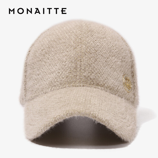 MONAITTE hat women's new versatile face-showing small plush thickened warm peaked cap winter casual fashion trendy brand baseball cap khaki (marked I-2) adjustable 55 to 60 cm