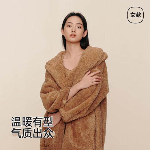 Xingmian Show Hat Pajamas Couple Pajamas Three-piece Set Autumn and Winter Double-sided Velvet Home Warmth Thickened Home Clothes Autumn and Winter Women's Style - Cream White Three-piece Set XL (Female 130-150 Jin Jin equals 0.5 kg / Male 140-160 Jin Jin equals 0.5 kg)