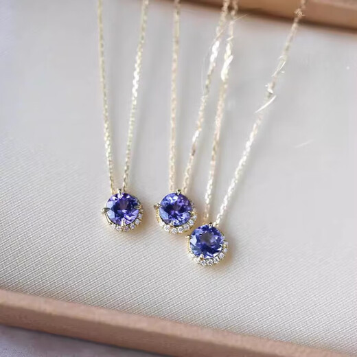 Amethyst pendant Japanese agete Akado natural tanzanite necklace women light luxury retro amethyst tanzanite necklace