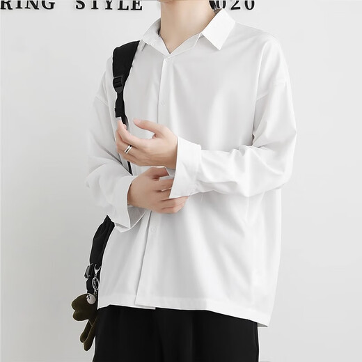ShanNU short-sleeved shirt men's 2025 summer ice silk black casual shirt draped loose spring new business top trend black [short-sleeved] CY45 XL [recommended 140-155Jin [Jin equals 0.5 kg]]