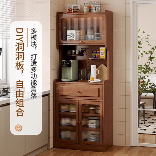 Yimi Yichen буфет из цельного дерева для маленькой квартиры, простая доска с отверстиями, винный шкаф, чайный шкаф, кухонный шкаф для хранения, настенный узкий высокий шкаф, цвет ореха, длина 50 * ширина 40 * высота 180