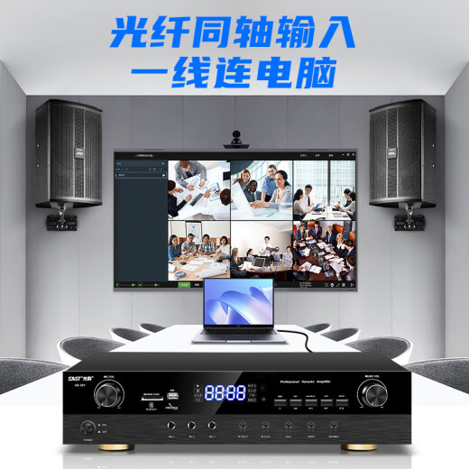先科 会议室音响套装组合10英寸家庭KTV背景音乐培训会议专用设备系统蓝牙功放壁挂音箱VD-201/K3V