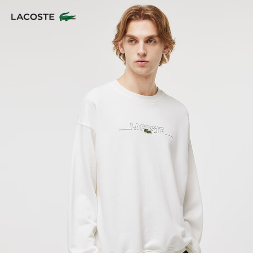Lacoste Crocodile français Vêtements pour hommes en vrac coton rond Pullover Sports Sweater Sh3878 70V / Beige White L 5