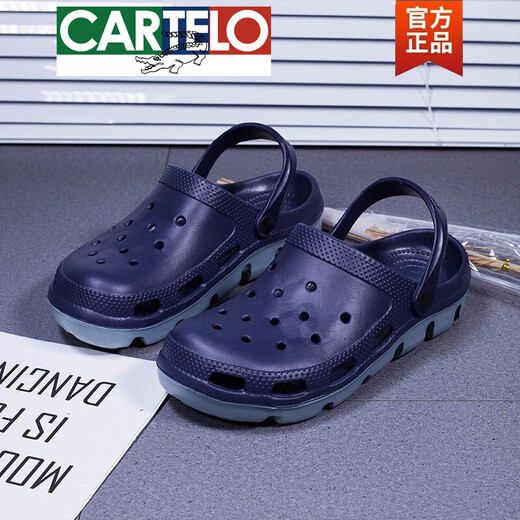 
CARTELO high-end extra-large size hole shoes men's summer bag-toe slippers casual non-slip plus-sized beach sandals trendy new product 9856 blue 46