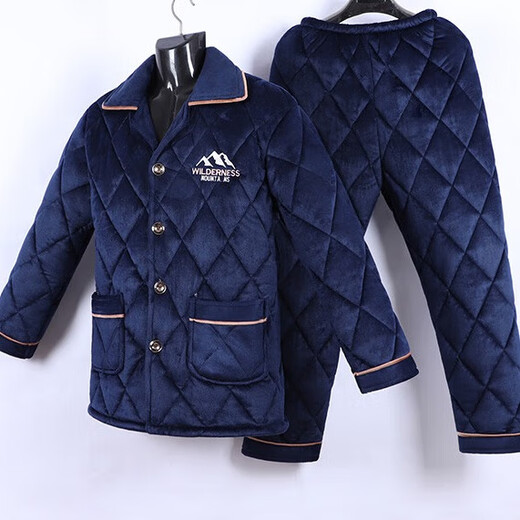 Yanxiang pajamas men's three-layer thickened coral velvet cotton in autumn and winter, middle-aged and elderly warm dad's home clothes winter style 6629 mountain badge XL code (115Jin [Jin equals 0.5 kg]-135Jin [Jin equals 0.5 kg])