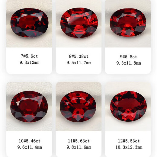 Blue Xianghe 3 Pigeon Blood Red Garnet Gemstone Ring Face Customized Inlaid with 18k Gold Men's and Women's Earrings Ring Pendant Bracelet 4.39 carats 20#