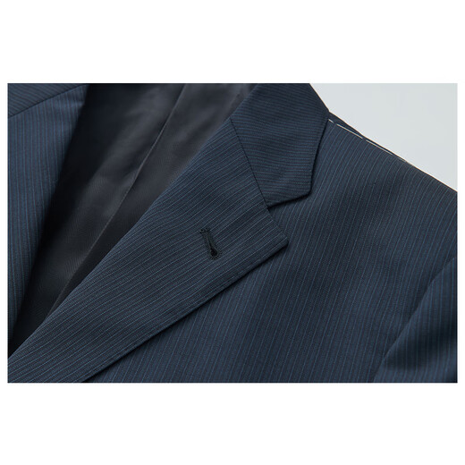 【堡家】半麻衬西服套装上衣商务男士纯羊毛西服外套职业毛料西装 蓝色 常规 W33配套西裤 腰围88厘米