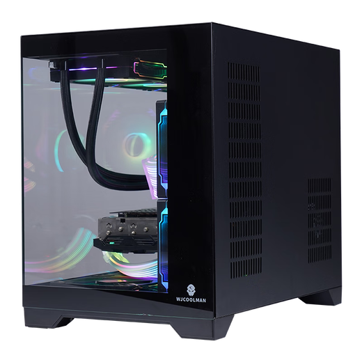 Wanjia Gu Yongzhi Schwarz Keine A-Säule + Prism RGB Sechs Lüfter + Fantasy 360 Wasserkühlung Sea View Room Case Desktop-Computer Hauptgehäuse M-ATX Motherboard/360 Wasserkühlung